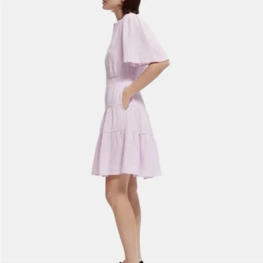 Scotch & Soda Purple Ruffled Puff Sleeve Mini Dress - Picture 3 of 5